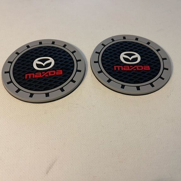 Mazda Car Cup Holder Coasters with Mazda logo set of 2 NWT - Picture 6 of 7